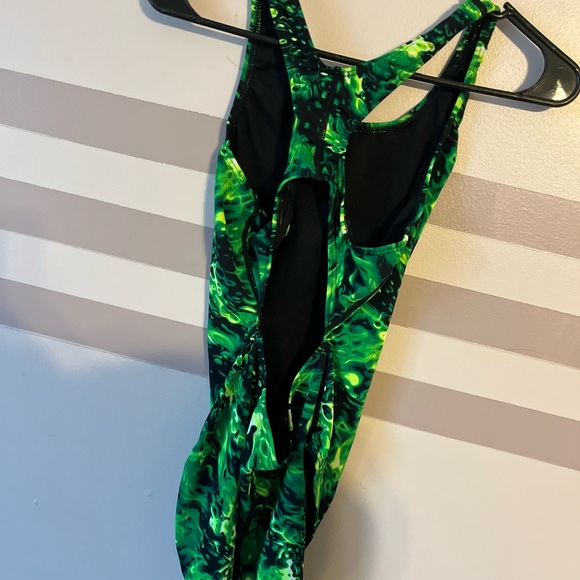 Green Swirl Women's Swimsuit - Picture 2 of 3